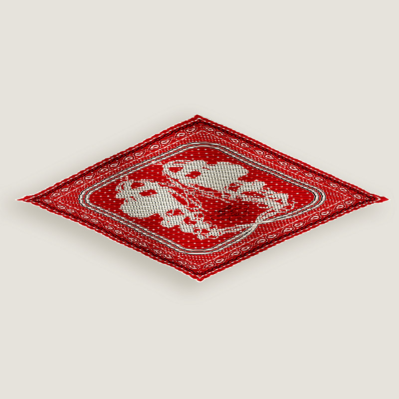 Brides de Gala pleated bandana 55 - Red | Hermès Mainland China